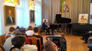 181st Concert for the Youth 'How to Listen to Music?”, Music and Literature Club in Wroclaw 11st May  2017. <br> The performers were Piotr Salajczyk - piano and Juliusz Adamowski commentary. Photo by Paweł Beresiuk.